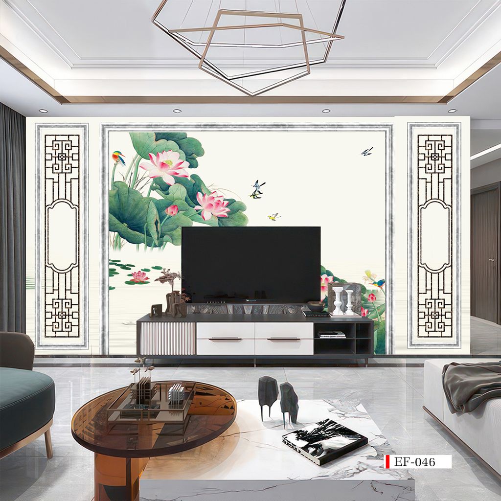 TRANH VẢI DÁN TƯỜNG 3D PHÒNG KHÁCH - TRANH HOA 3D | MÃ EF-046