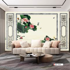 TRANH VẢI DÁN TƯỜNG 3D PHÒNG KHÁCH - TRANH HOA 3D | MÃ EF-046