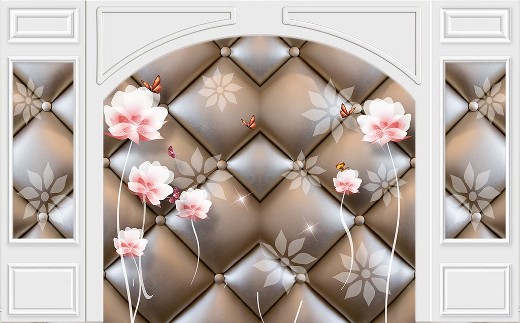 TRANH VẢI DÁN TƯỜNG 3D PHÒNG KHÁCH - TRANH HOA 3D | MÃ EF-056