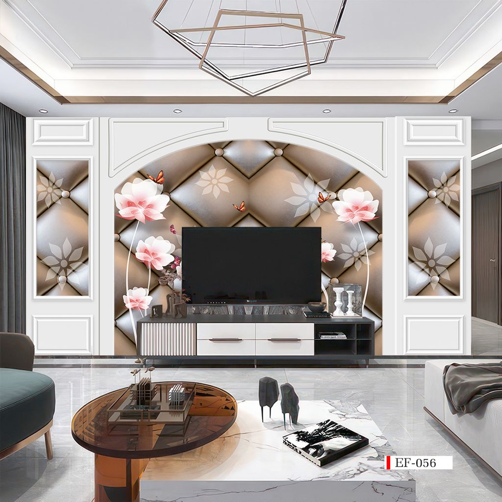 TRANH VẢI DÁN TƯỜNG 3D PHÒNG KHÁCH - TRANH HOA 3D | MÃ EF-056