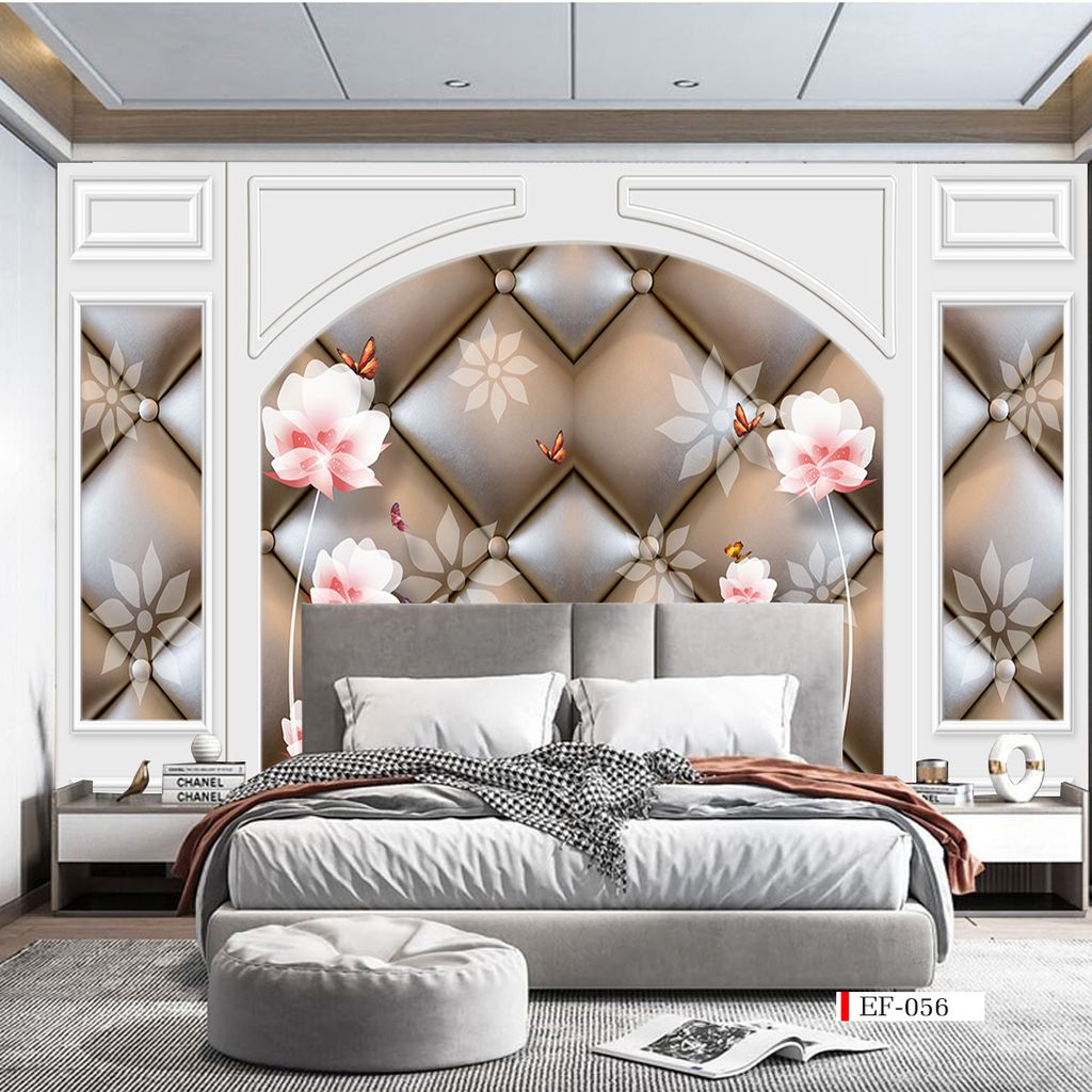TRANH VẢI DÁN TƯỜNG 3D PHÒNG KHÁCH - TRANH HOA 3D | MÃ EF-056