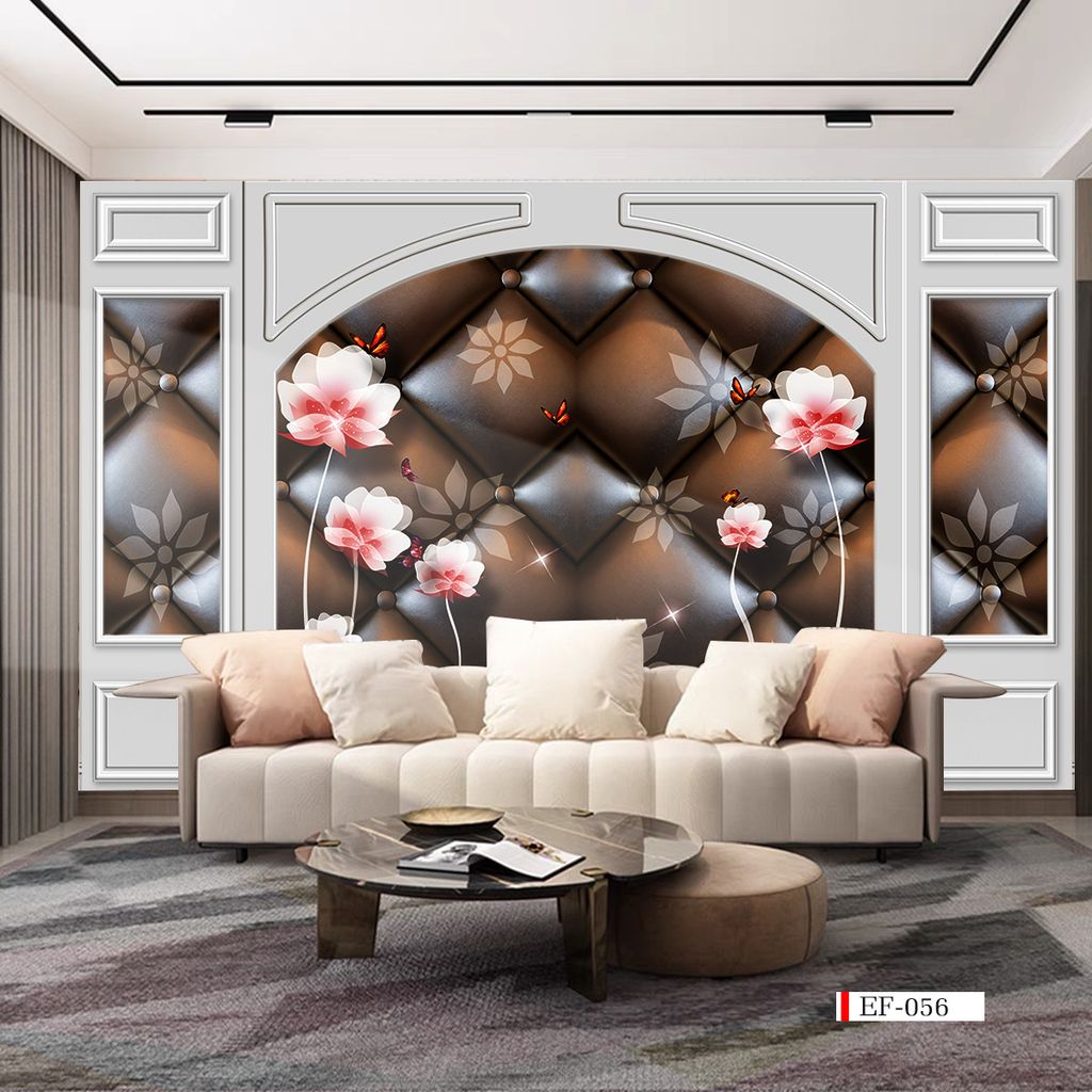 TRANH VẢI DÁN TƯỜNG 3D PHÒNG KHÁCH - TRANH HOA 3D | MÃ EF-056