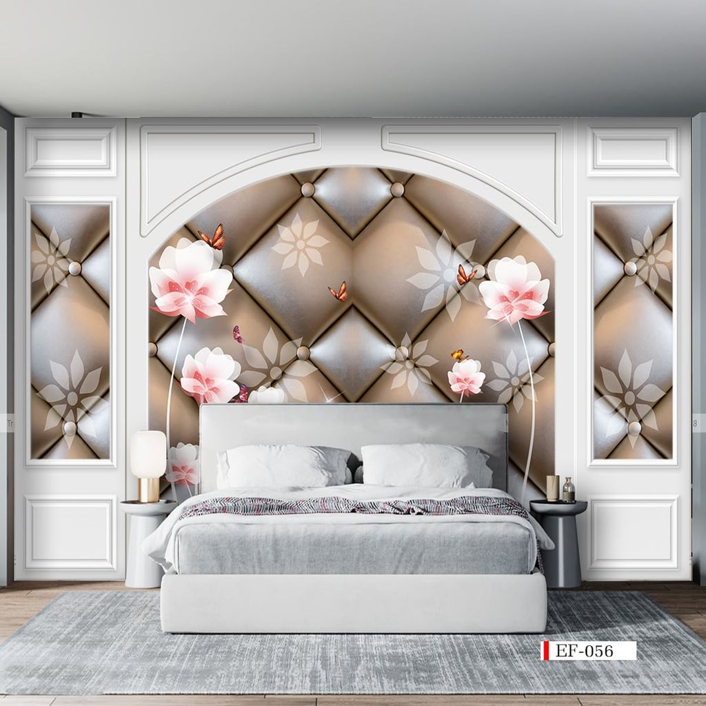 TRANH VẢI DÁN TƯỜNG 3D PHÒNG KHÁCH - TRANH HOA 3D | MÃ EF-056
