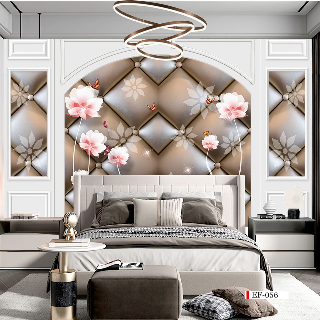 TRANH VẢI DÁN TƯỜNG 3D PHÒNG KHÁCH - TRANH HOA 3D | MÃ EF-056