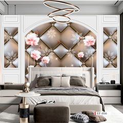 TRANH VẢI DÁN TƯỜNG 3D PHÒNG KHÁCH - TRANH HOA 3D | MÃ EF-056