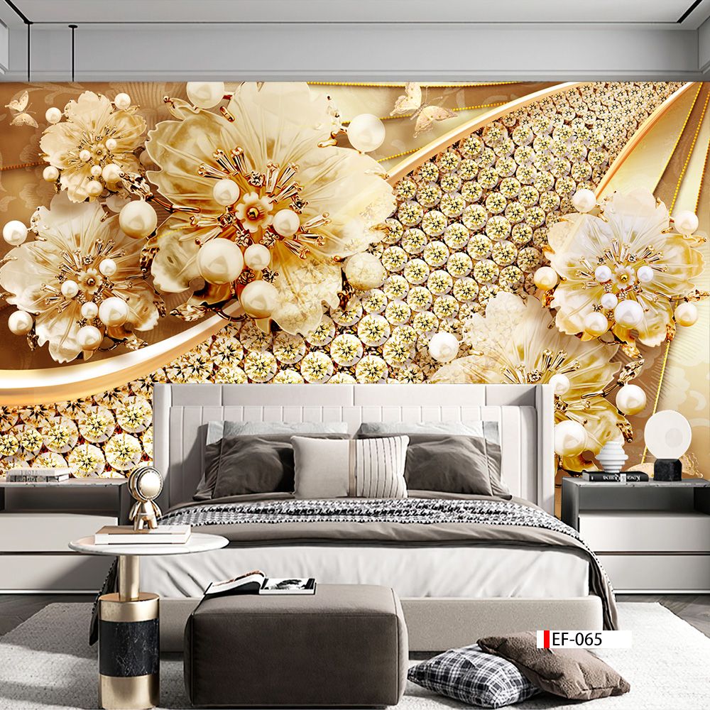 TRANH VẢI DÁN TƯỜNG 3D PHÒNG KHÁCH - TRANH HOA 3D | MÃ EF-065