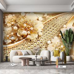 TRANH VẢI DÁN TƯỜNG 3D PHÒNG KHÁCH - TRANH HOA 3D | MÃ EF-065