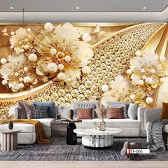 TRANH VẢI DÁN TƯỜNG 3D PHÒNG KHÁCH - TRANH HOA 3D | MÃ EF-065