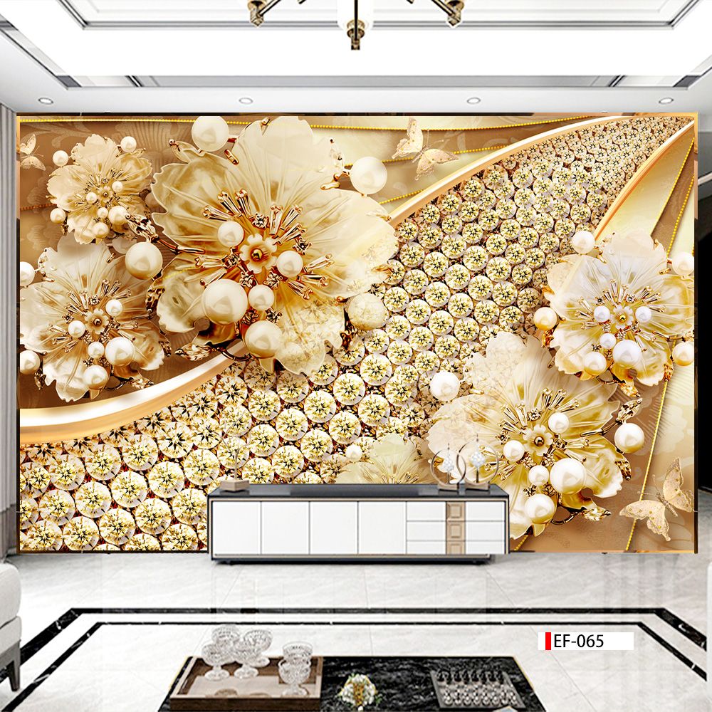 TRANH VẢI DÁN TƯỜNG 3D PHÒNG KHÁCH - TRANH HOA 3D | MÃ EF-065
