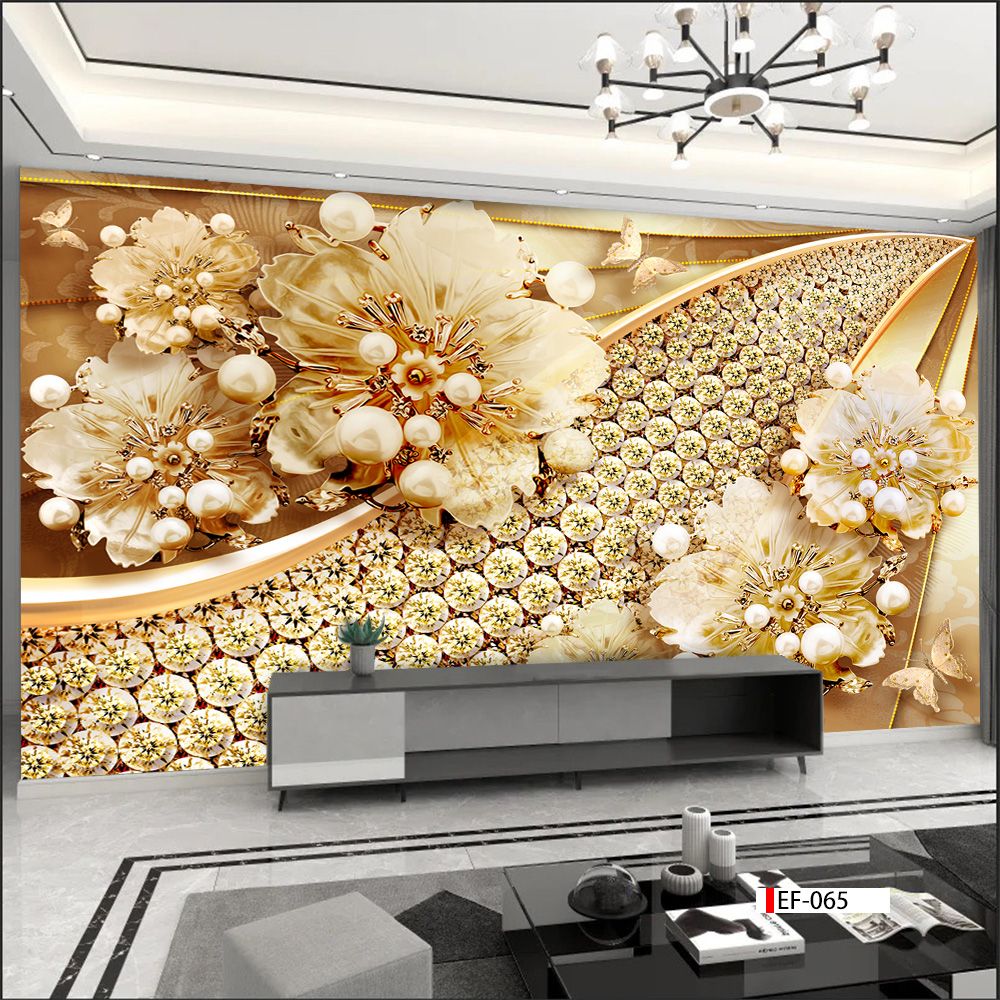 TRANH VẢI DÁN TƯỜNG 3D PHÒNG KHÁCH - TRANH HOA 3D | MÃ EF-065