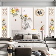 BST32 - TRANH DÁN TƯỜNG 3D - TRANG TRÍ PHÒNG KHÁCH, VÁCH TIVI, SAU SOFA - CHỦ ĐỀ PHÀO CHỈ TÂN CỔ ĐIÊN - KHỔ LỚN