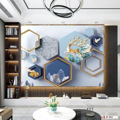 TRANH VẢI DÁN TƯỜNG 3D PHÒNG KHÁCH - TRANH DÁN TƯỜNG HIỆN ĐẠI | EF-092