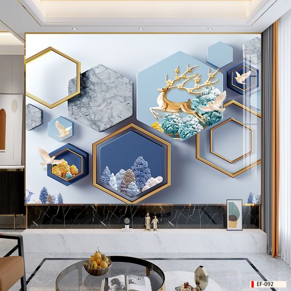 TRANH VẢI DÁN TƯỜNG 3D PHÒNG KHÁCH - TRANH DÁN TƯỜNG HIỆN ĐẠI | EF-092
