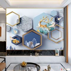 TRANH VẢI DÁN TƯỜNG 3D PHÒNG KHÁCH - TRANH DÁN TƯỜNG HIỆN ĐẠI | EF-092