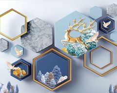 TRANH VẢI DÁN TƯỜNG 3D PHÒNG KHÁCH - TRANH DÁN TƯỜNG HIỆN ĐẠI | EF-092