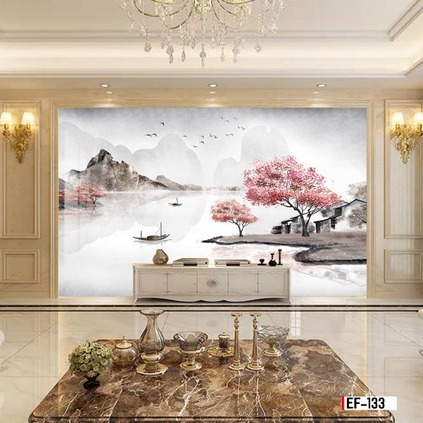 TRANH PVC ỐP TƯỜNG - PHÒNG KHÁCH VÁCH TIVI - TRANH VÂN ĐÁ PHONG CẢNH - KHỔ LỚN - MÃ: EF-133
