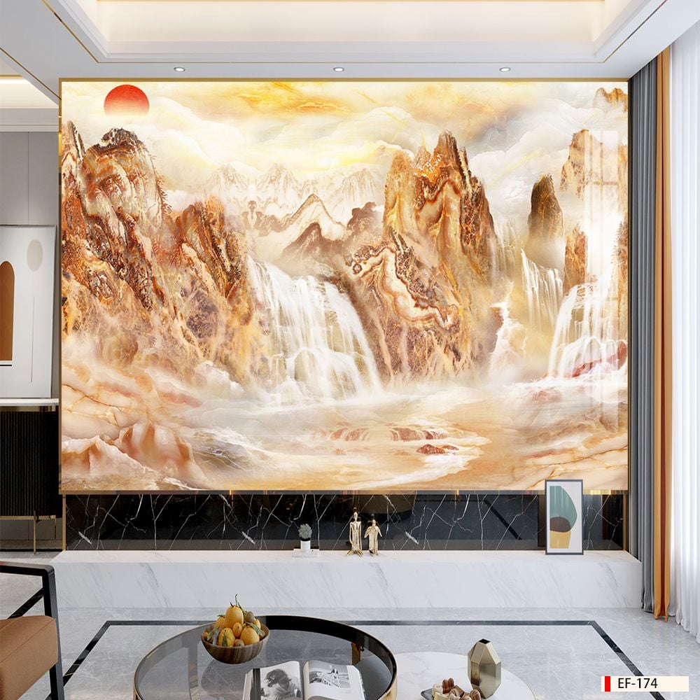 TRANH PVC ỐP TƯỜNG - VÁCH TRANG TRÍ PHÒNG KHÁCH - TRANH VÂN ĐÁ PHONG CẢNH | MÃ EF-174