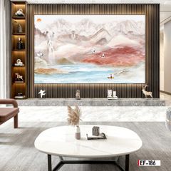 TRANH PVC ỐP TƯỜNG - VÁCH TRANG TRÍ TIVI PHÒNG KHÁCH - TRANH VÂN ĐÁ PHONG CẢNH | MÃ EF-186