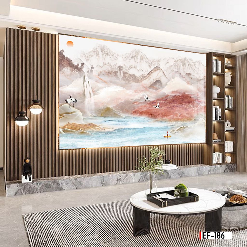TRANH PVC ỐP TƯỜNG - VÁCH TRANG TRÍ TIVI PHÒNG KHÁCH - TRANH VÂN ĐÁ PHONG CẢNH | MÃ EF-186