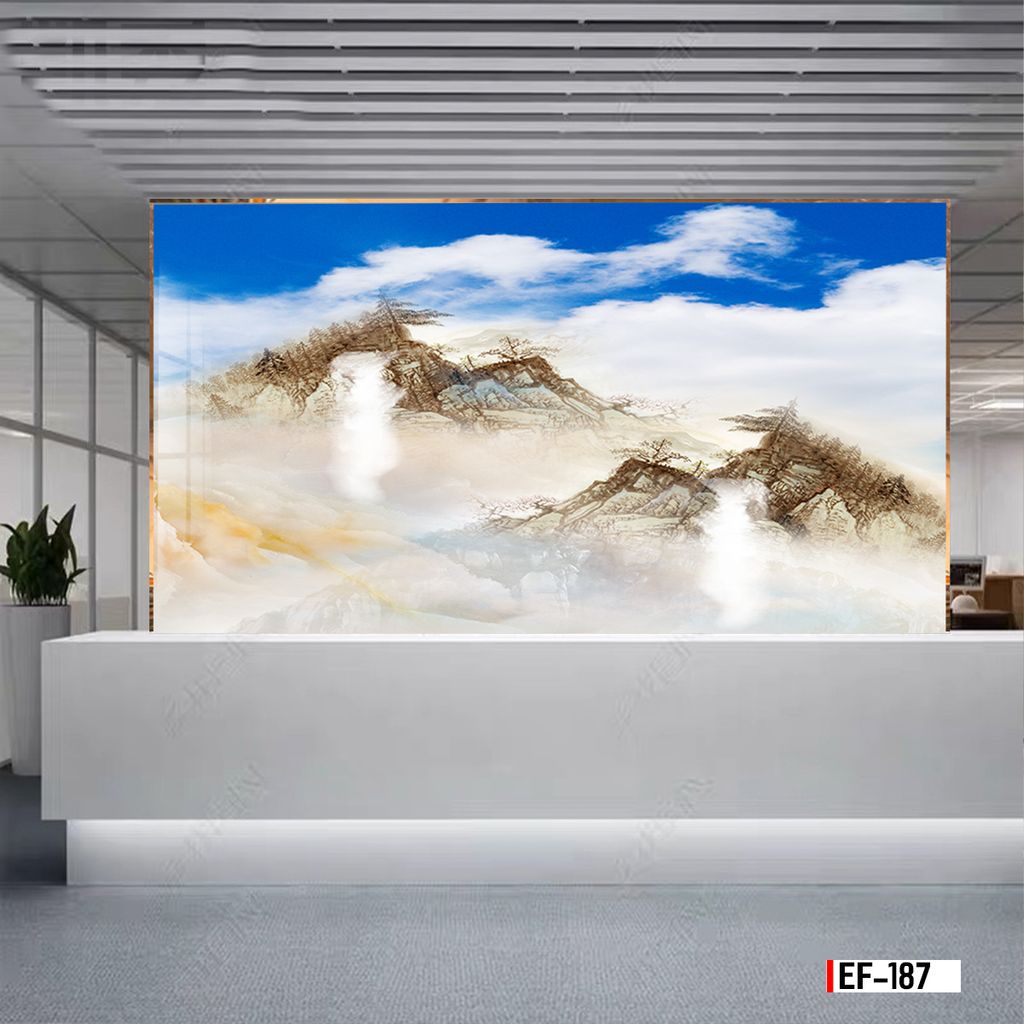 TRANH PVC ỐP TƯỜNG - VÁCH TRANG TRÍ TIVI PHÒNG KHÁCH - TRANH VÂN ĐÁ PHONG CẢNH | MÃ EF-187