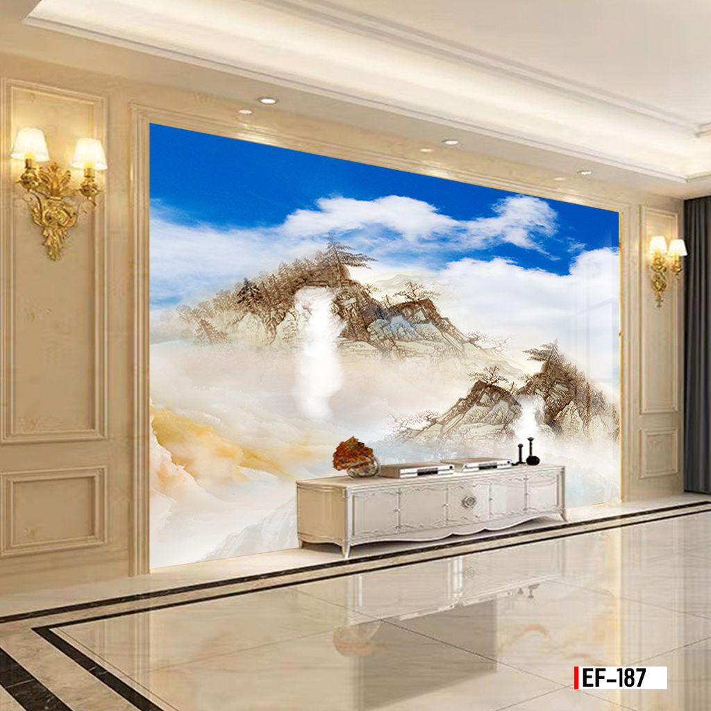 TRANH PVC ỐP TƯỜNG - VÁCH TRANG TRÍ TIVI PHÒNG KHÁCH - TRANH VÂN ĐÁ PHONG CẢNH | MÃ EF-187