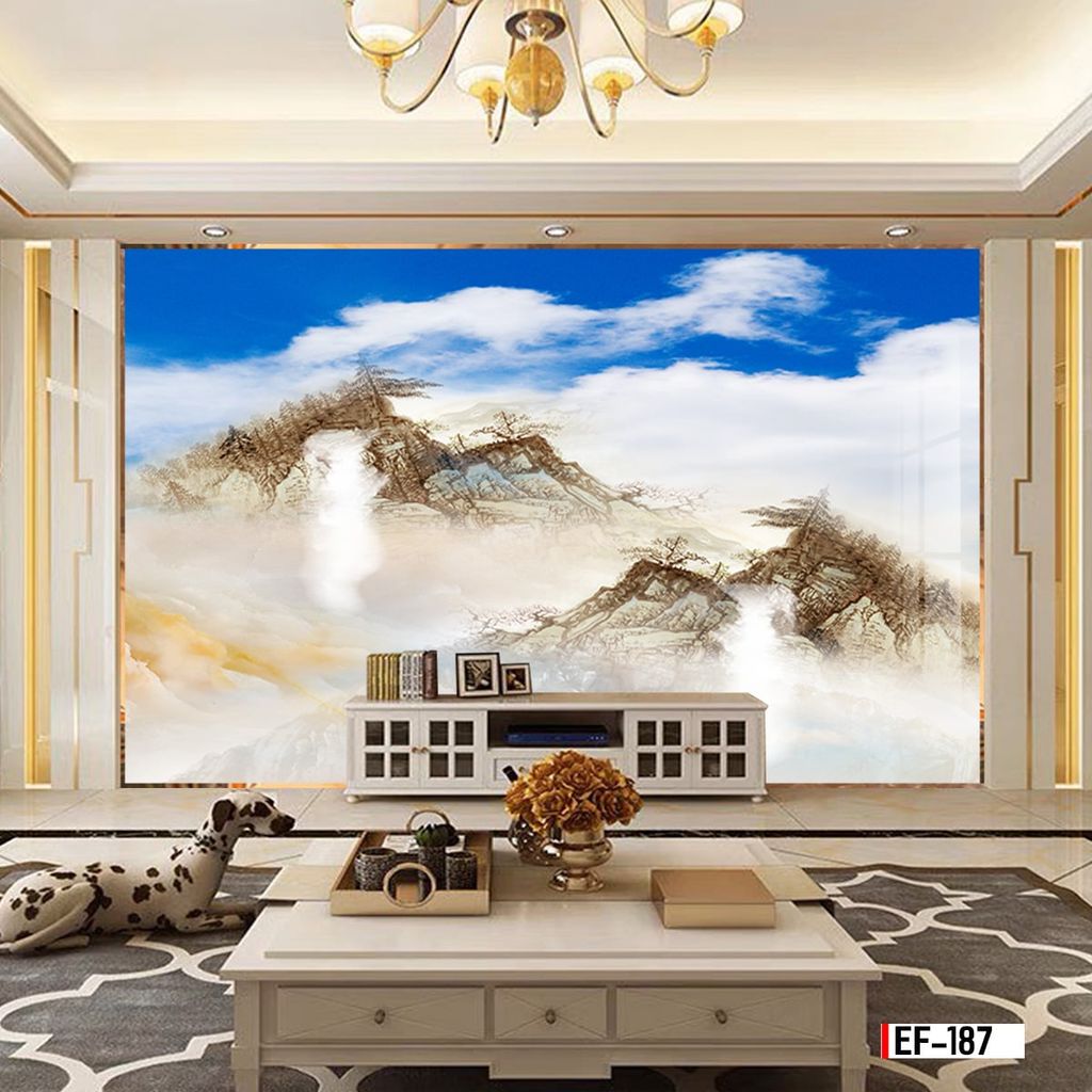 TRANH PVC ỐP TƯỜNG - VÁCH TRANG TRÍ TIVI PHÒNG KHÁCH - TRANH VÂN ĐÁ PHONG CẢNH | MÃ EF-187