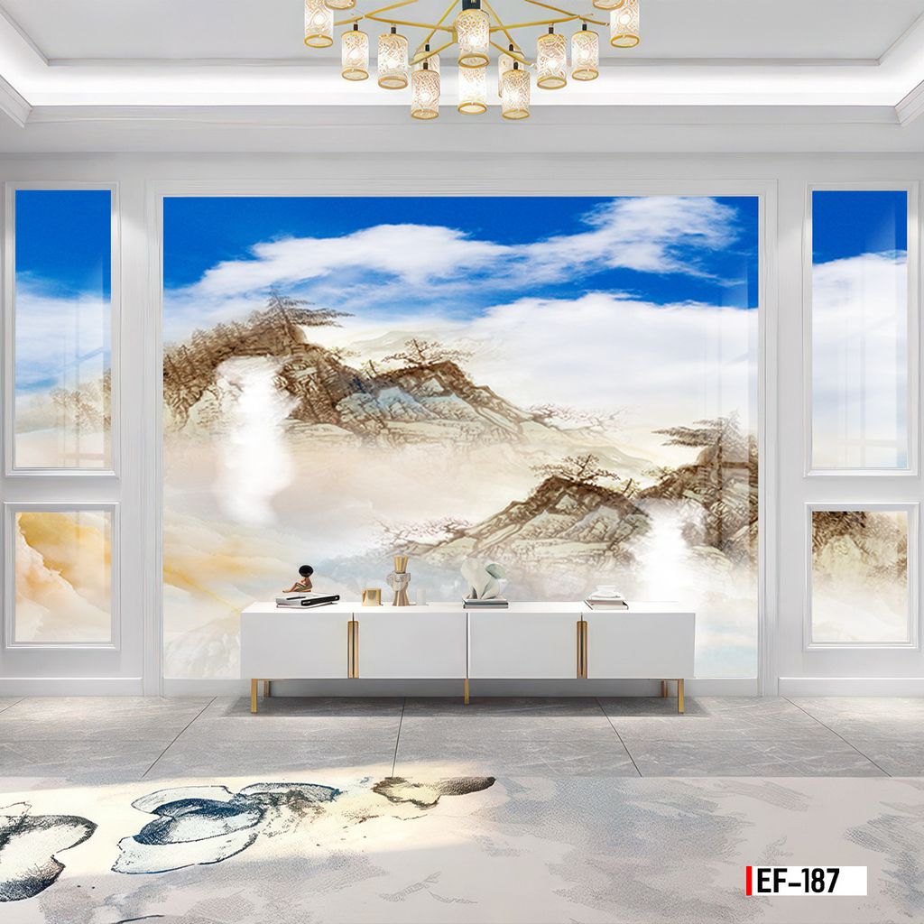 TRANH PVC ỐP TƯỜNG - VÁCH TRANG TRÍ TIVI PHÒNG KHÁCH - TRANH VÂN ĐÁ PHONG CẢNH | MÃ EF-187