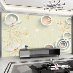 TRANH VẢI DÁN TƯỜNG 3D PHÒNG KHÁCH - TRANH HOA 3D | MÃ EF-196