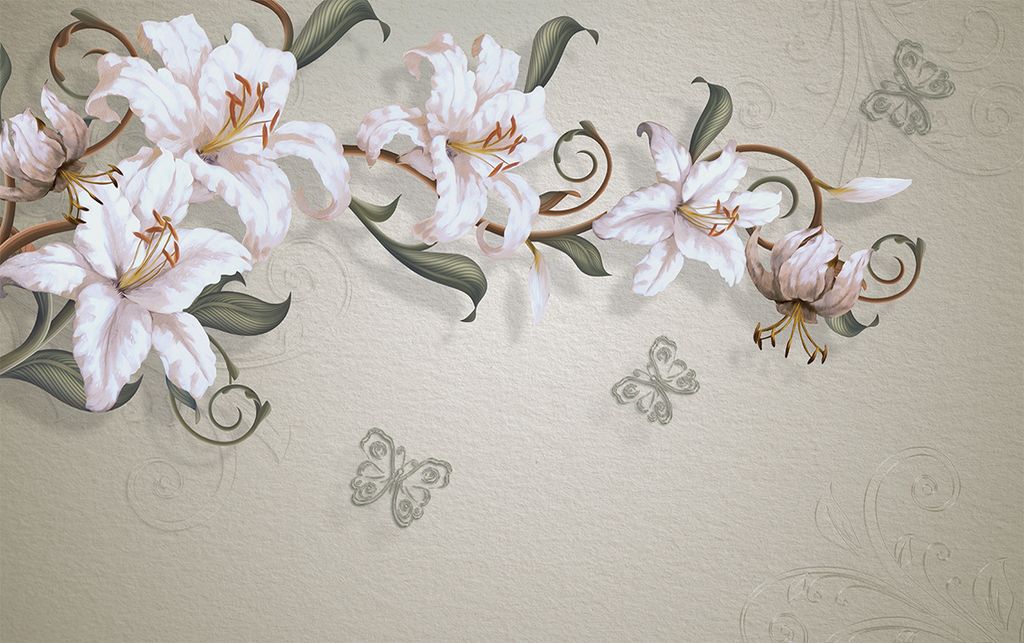 TRANH VẢI DÁN TƯỜNG 3D PHÒNG KHÁCH - TRANH HOA 3D | MÃ EF-199