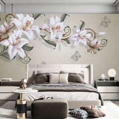 TRANH VẢI DÁN TƯỜNG 3D PHÒNG KHÁCH - TRANH HOA 3D | MÃ EF-199