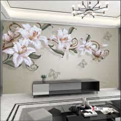 TRANH VẢI DÁN TƯỜNG 3D PHÒNG KHÁCH - TRANH HOA 3D | MÃ EF-199