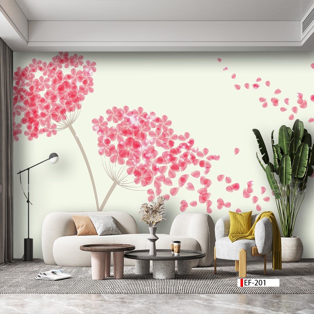 TRANH VẢI DÁN TƯỜNG 3D PHÒNG KHÁCH - TRANH HOA 3D | MÃ EF-201