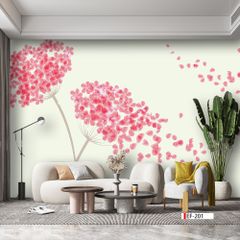 TRANH VẢI DÁN TƯỜNG 3D PHÒNG KHÁCH - TRANH HOA 3D | MÃ EF-201