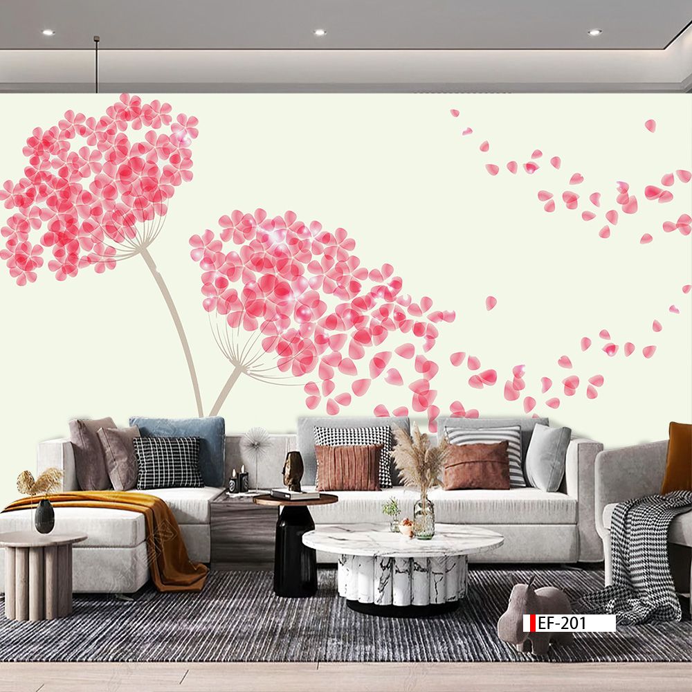 TRANH VẢI DÁN TƯỜNG 3D PHÒNG KHÁCH - TRANH HOA 3D | MÃ EF-201