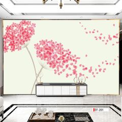 TRANH VẢI DÁN TƯỜNG 3D PHÒNG KHÁCH - TRANH HOA 3D | MÃ EF-201