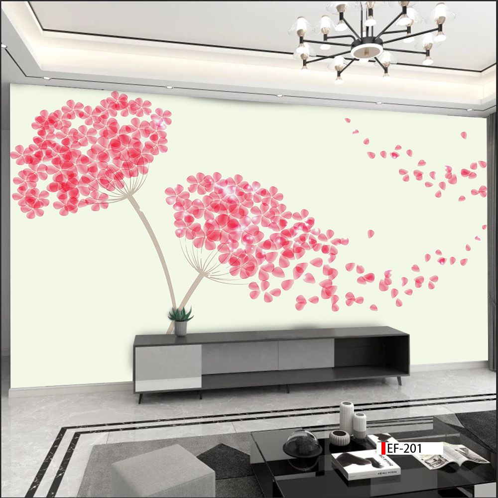 TRANH VẢI DÁN TƯỜNG 3D PHÒNG KHÁCH - TRANH HOA 3D | MÃ EF-201