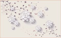 TRANH VẢI DÁN TƯỜNG 3D PHÒNG KHÁCH - TRANH HOA 3D | MÃ EF-202