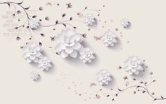 TRANH VẢI DÁN TƯỜNG 3D PHÒNG KHÁCH - TRANH HOA 3D | MÃ EF-202