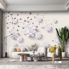 TRANH VẢI DÁN TƯỜNG 3D PHÒNG KHÁCH - TRANH HOA 3D | MÃ EF-202