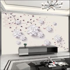 TRANH VẢI DÁN TƯỜNG 3D PHÒNG KHÁCH - TRANH HOA 3D | MÃ EF-202