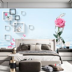 TRANH VẢI DÁN TƯỜNG 3D PHÒNG KHÁCH - TRANH HOA 3D | MÃ EF-203