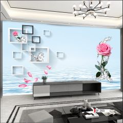 TRANH VẢI DÁN TƯỜNG 3D PHÒNG KHÁCH - TRANH HOA 3D | MÃ EF-203