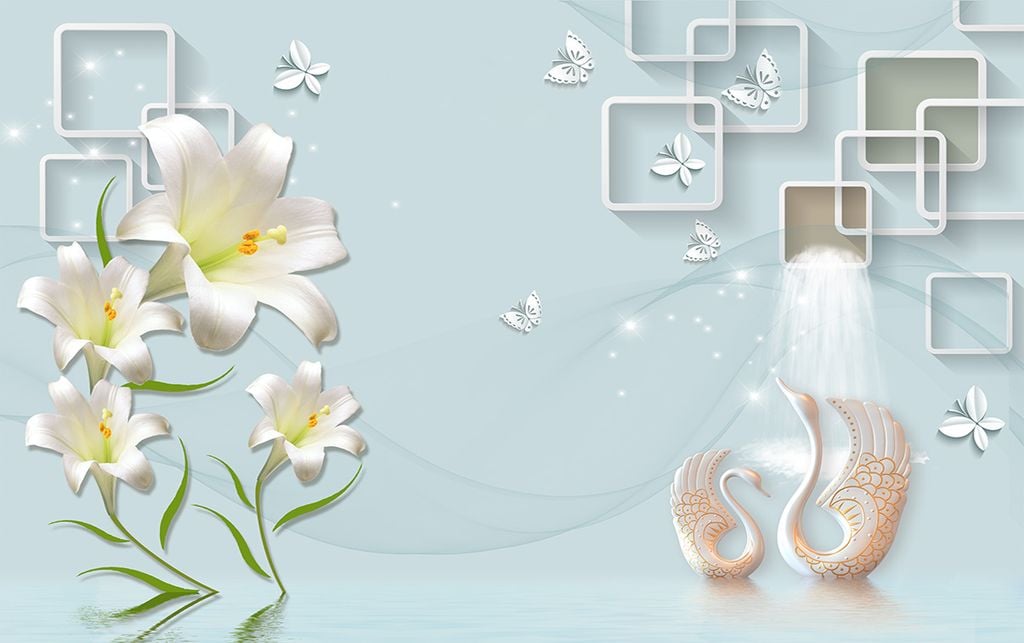 TRANH VẢI DÁN TƯỜNG 3D PHÒNG KHÁCH - TRANH HOA 3D | MÃ EF-204