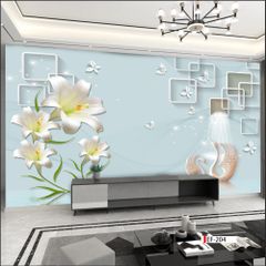 TRANH VẢI DÁN TƯỜNG 3D PHÒNG KHÁCH - TRANH HOA 3D | MÃ EF-204