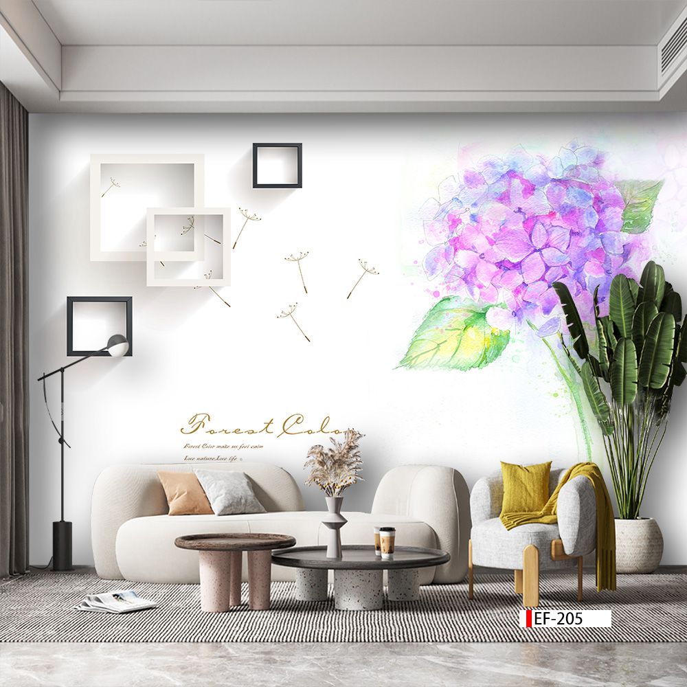 TRANH VẢI DÁN TƯỜNG 3D PHÒNG KHÁCH - TRANH HOA 3D | MÃ EF-205