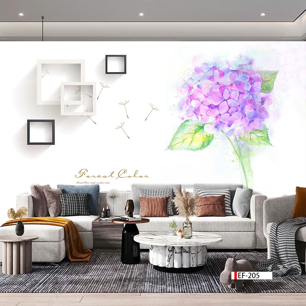 TRANH VẢI DÁN TƯỜNG 3D PHÒNG KHÁCH - TRANH HOA 3D | MÃ EF-205