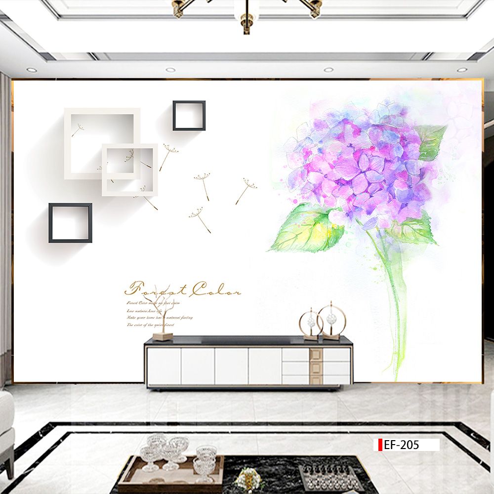 TRANH VẢI DÁN TƯỜNG 3D PHÒNG KHÁCH - TRANH HOA 3D | MÃ EF-205