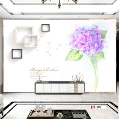 TRANH VẢI DÁN TƯỜNG 3D PHÒNG KHÁCH - TRANH HOA 3D | MÃ EF-205