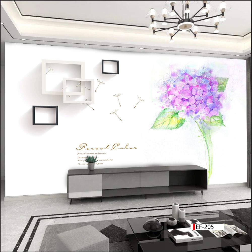 TRANH VẢI DÁN TƯỜNG 3D PHÒNG KHÁCH - TRANH HOA 3D | MÃ EF-205