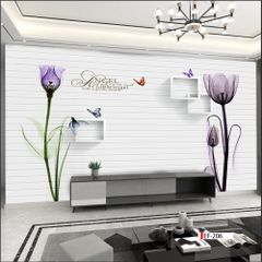 TRANH VẢI DÁN TƯỜNG 3D PHÒNG KHÁCH - TRANH HOA 3D | MÃ EF-206